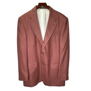 Oscar de la Renta Men Silk Wool Blend Salmon Blazer Sz 42L
